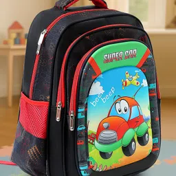 fab n funky Super Car Printed School Back Pack Black - 16 Inches-picture-19