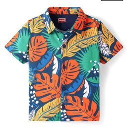 Babyhug Cotton Knit Half Sleeves Tropical Theme Printed Shirt - Navy Blue-image-97