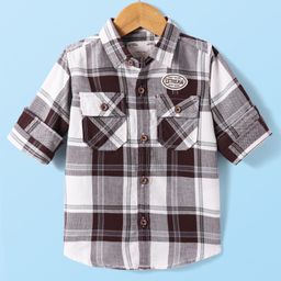 Ruff Cotton Woven Full Sleeves Checkered Shirt - Wine-image-58