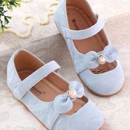 Cute Walk by Babyhug Velcro Closure Ballerina with Bow Applique - Blue-image-75