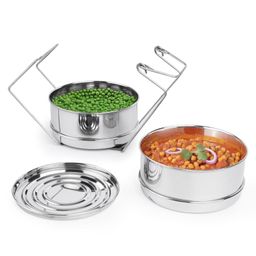 The Indus Valley Stainless Steel Separator Set for 3ltr Pressure Cooker | 5.5 inch, 1.9 ltr, 2-Tier | 100% Toxin Free, No Chemical coating-image-2
