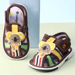 Cute Walk by Babyhug Sandals With Velcro Closure & Koala Applique - Brown-picture-40