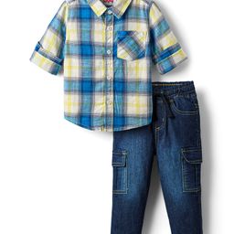Babyhug Cotton Woven Full Sleeves Checks Shirt & Denim Jeans Set - Blue-picture-13