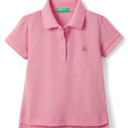 UCB Knit Half Sleeves Solid Color Polo T-Shirt - Pink-image-44