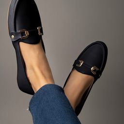Shoetopia Buckle Detailed Ballerinas - Black-image-86