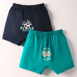 Revvo Junior Cotton Knit Boxers With Sports & Beach Theme Print Pack Of 2 - Navy Blue & Sea Green-picture-29