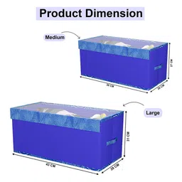 Kuber Industries Blue & White 2 Pieces Printed Drawer Organisers With Transparent Lid image 3