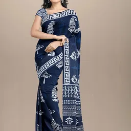 Dastkar Ethnic Motifs Printed Pure Cotton Block Print Saree-picture-36