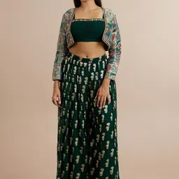 Twamev Embroidered Top, Jacket & Palazzos Co-Ord-image-33