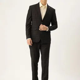 Peter England Neo Slim Fit Checked Single Breasted Two-Piece Formal Suit-picture-5