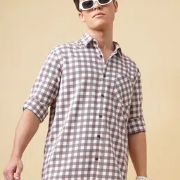 British Club Men Standard Gingham Checks Opaque Checked Casual Shirt-image-21