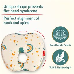 luv lap LuvLap Memory Foam Baby Head Apple Shaping Rainbow Print Pillow - Teal image 4