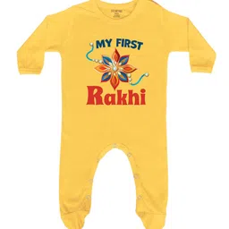 FFLIRTYGO Kids My First Rakhi Printed Round Neck Full Sleeve Romper-image-63