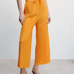 MANGO Women Textured Parallel Trousers-34