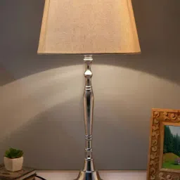 Homesake Silver Imperial Nickel Brushed Lamp with Khadi Shade (Bulb Included) - Set of 1-26