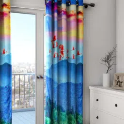Swayam Multicolor Lounge Eyelet Door Curtain - Single Piece (7 Ft)-8