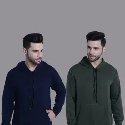 Vimal Jonney Navy & Olive Regular Fit Hooded Sweatshirt - Pack of 2-picture-12