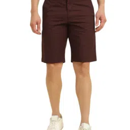 Allen Solly Maroon Cotton Slim Fit Shorts-image-57