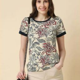 Allen Solly Beige Cotton Regular Fit Printed T-Shirt-picture-19