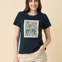 Allen Solly Navy Cotton Regular Fit Printed T-Shirt-picture-42