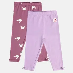 Miniklub Girls Plum & Lavender Regular Fit Knitted Leggings-picture-45