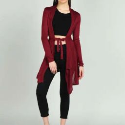 NEUDIS Maroon Self Pattern Long Shrug-image-27