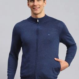 Monte Carlo Navy Blue Pure Wool Regular Fit Solid Pullover-picture-26