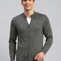 Monte Carlo Olive Pure Wool Regular Fit Solid Pullover-image-76