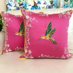 TARA Sparkling Homes Embroidered pink Cotton Silk Cushion Cover -  Set of 2-99