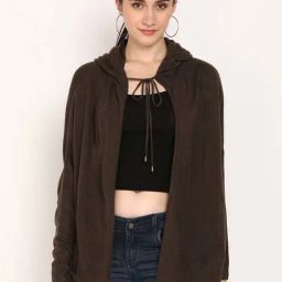NEUDIS Brown Hood Neck Shrug-image-43