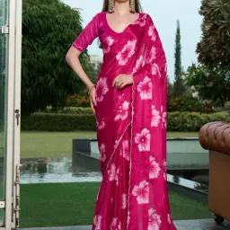 Fabmora Pink Printed Saree with Blouse-image-69