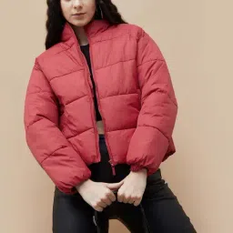 Ginger by Lifestyle Red Plain Puffer Jacket-picture-29