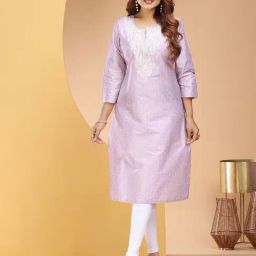 Cotton Culture Lavender Poly Silk Embroidery Kurta-30