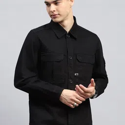 Monte Carlo Men Spread Collar Solid Cotton Casual Denim Jacket-image-56
