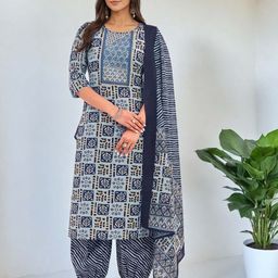 SZN Geometric Printed Gotta Patti Straight Kurta With Salwar & Dupatta-picture-9
