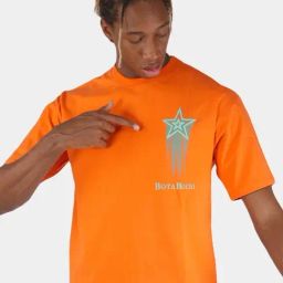Botabochi Orange Cotton Regular fit Print T-Shirt-image-85