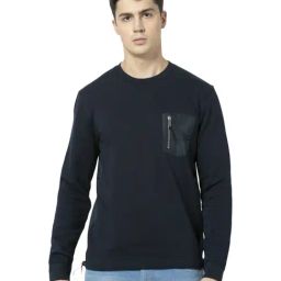 Celio* Navy Cotton Regular Fit Sweatshirt-image-97