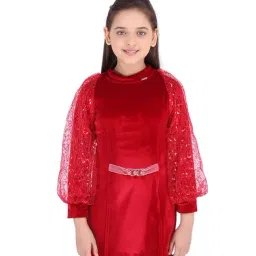 Cutecumber Kids Red Solid Dress-image-95