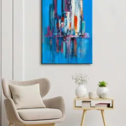 999store Blue & White Beautiful Building Wall Canvas Painting-34