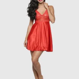Secret Wish Orange Solid Night Dress-image-34
