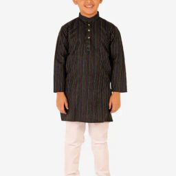 Pro-Ethic Style Developer Kids Black & White Printed Full Sleeves Kurta with Pyjamas-picture-13