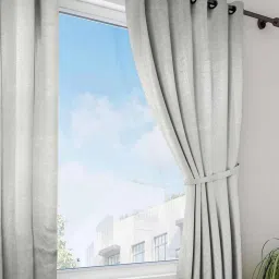 Swayam Printed Faux Silk Window Curtains - Set of 2 image 1