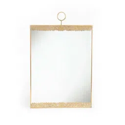 Home4U Golden & Transparent Glass 40 cm Wall Mirror - Set of 1-image-50