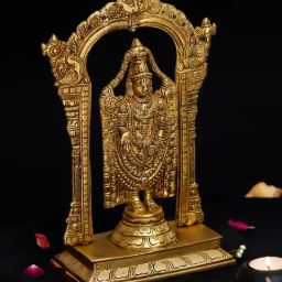 eCraftIndia Gold Brass Decorative Lord Balaji Handcrafted Statue-image-99