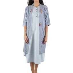 Monte Carlo Blue Striped Dress With Shrug-image-3