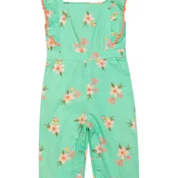 Budding Bees Kids Green Floral Print Jumpsuit-picture-30