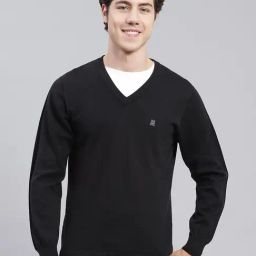 Monte Carlo Black Cotton Regular Fit Solid Pullover-picture-31