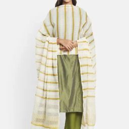 FabBasics by Fabindia White & Yellow Cotton Printed Dupatta-image-99