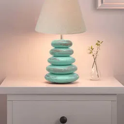 Homesake White & Green Wood Bedside Desk Nightstand Table Lamp-43