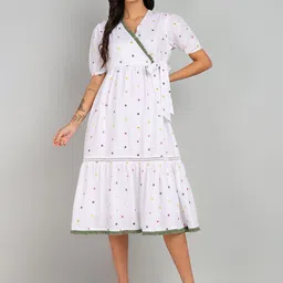 Shiv ali apparels Embroidered Mirror Work Detail Fit & Flare Dress-image-48